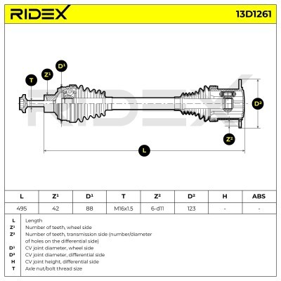 Drive Shaft RIDEX 13D1261 13D1261 - photo 7