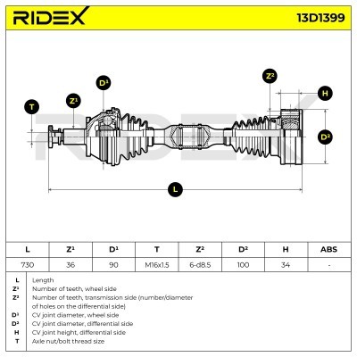 Drive Shaft RIDEX 13D1399 13D1399 - photo 7