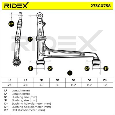 Control Arm RIDEX 273C0758 273C0758 - photo 5