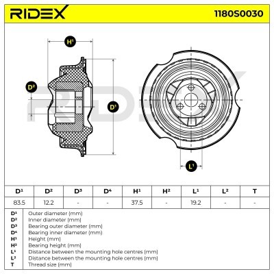 Strut Support Bearing Front RIDEX 1180S0030 1180S0030 - photo 4