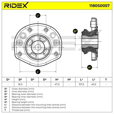 Strut Support Bearing Front RIDEX 1180S0057 1180S0057 - photo 5