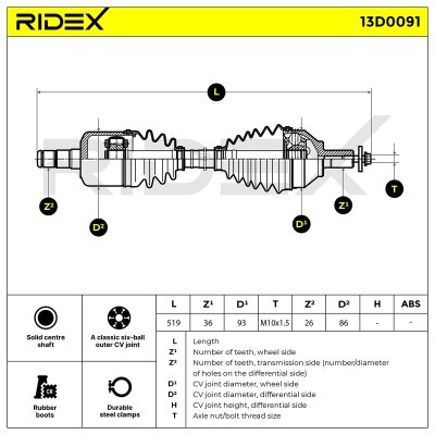Drive Shaft RIDEX 13D0091 13D0091 - photo 6