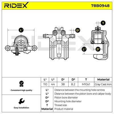 Brake Caliper RIDEX 78B0948 78B0948 - photo 6