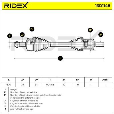Drive Shaft RIDEX 13D1148 13D1148 - photo 7