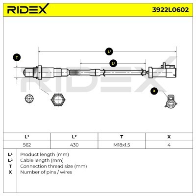 Lambda (Oxygen) Sensor RIDEX 3922L0602 3922L0602 - photo 6
