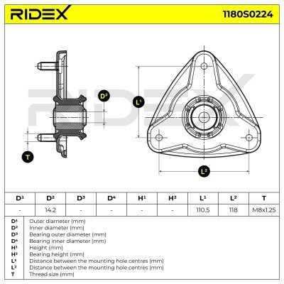 Strut Support Bearing Front RIDEX 1180S0224 1180S0224 - photo 5
