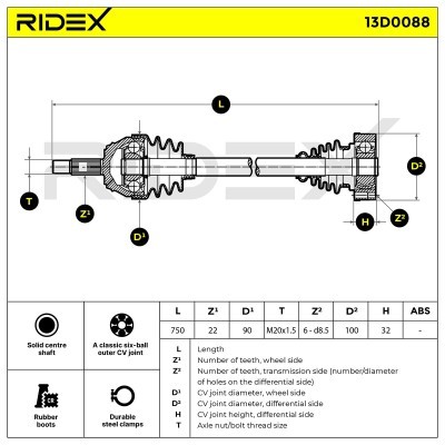 Drive Shaft RIDEX 13D0088 13D0088 - photo 4