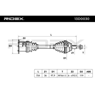 Drive Shaft RIDEX 13D0030 13D0030 - photo 6