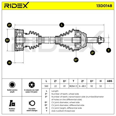 Drive Shaft RIDEX 13D0148 13D0148 - photo 4
