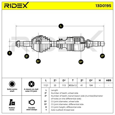 Drive Shaft RIDEX 13D0195 13D0195 - photo 6