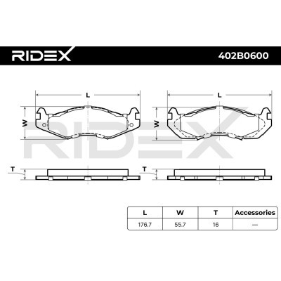Brake Pads Set RIDEX 402B0600 402B0600 - photo 8