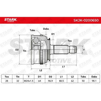 Joint Kit, Drive Shaft Stark SKJK-0200650 SKJK-0200650 - photo 5