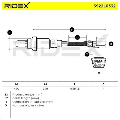 Lambda (Oxygen) Sensor RIDEX 3922L0332 3922L0332 - photo 6