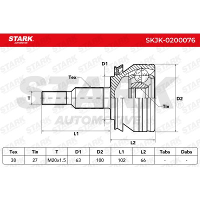 Joint Kit, Drive Shaft Stark SKJK-0200076 SKJK-0200076 - photo 5