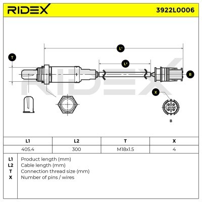 Lambda (Oxygen) Sensor RIDEX 3922L0006 3922L0006 - photo 6
