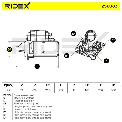 Starter RIDEX 2S0083 2S0083 - photo 6