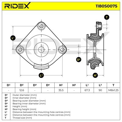 Strut Support Bearing Front RIDEX 1180S0075 1180S0075 - photo 5