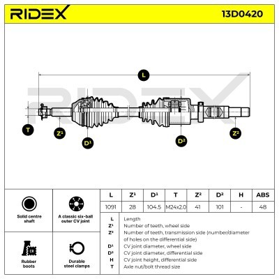 Drive Shaft RIDEX 13D0420 13D0420 - photo 7