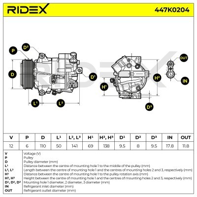 Compressor, Air Conditioning OPEL Astra J Sports Tourer 447K0204 - photo 8