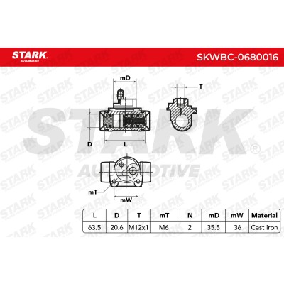 Wheel Brake Cylinder Stark SKWBC-0680016 SKWBC-0680016 - photo 5