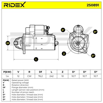 Starter RIDEX 2S0891 2S0891 - photo 7