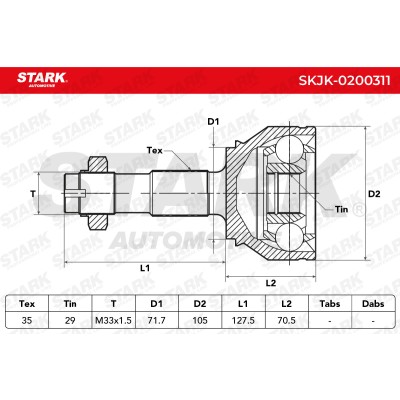 Joint Kit, Drive Shaft Stark SKJK-0200311 SKJK-0200311 - photo 5