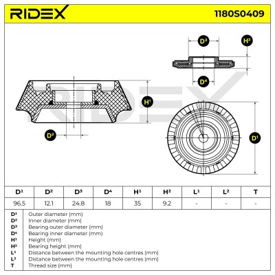 Strut Support Bearing Front RIDEX 1180S0409 1180S0409 - photo 6