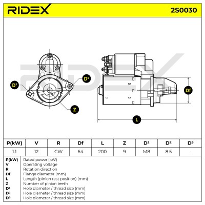 Starter RIDEX 2S0030 2S0030 - photo 6