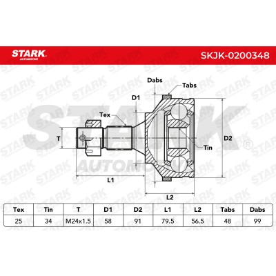 Joint Kit, Drive Shaft Stark SKJK-0200348 SKJK-0200348 - photo 5
