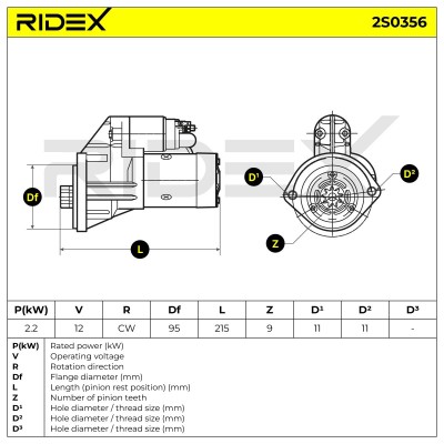 Starter RIDEX 2S0356 2S0356 - photo 6