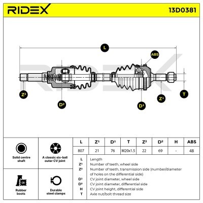 Drive Shaft RIDEX 13D0381 13D0381 - photo 6