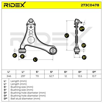 Control Arm RIDEX 273C0478 273C0478 - photo 9