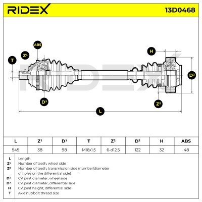 Drive Shaft RIDEX 13D0468 13D0468 - photo 7
