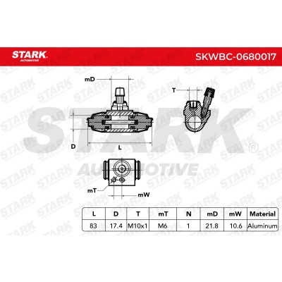 Wheel Brake Cylinder Stark SKWBC-0680017 SKWBC-0680017 - photo 5