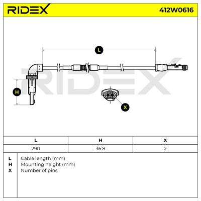 ABS Sensor RIDEX 412W0616 412W0616 - photo 6