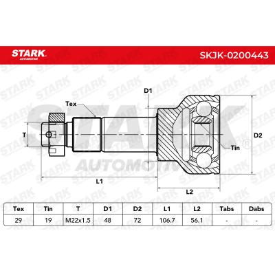 Joint Kit, Drive Shaft Stark SKJK-0200443 SKJK-0200443 - photo 6