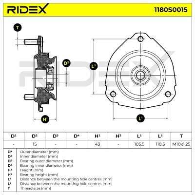 Strut Support Bearing Front RIDEX 1180S0015 1180S0015 - photo 4