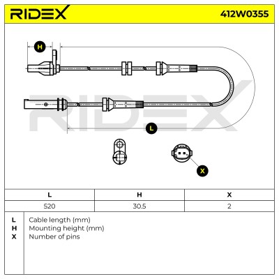 ABS Sensor RIDEX 412W0355 412W0355 - photo 6