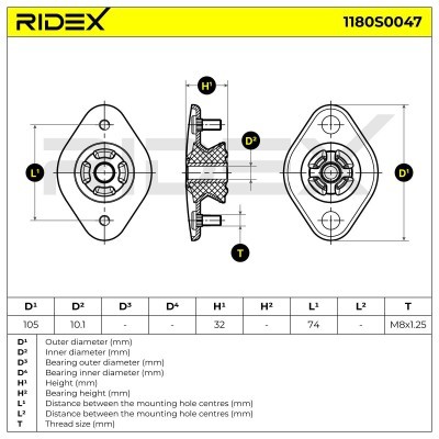 Strut Support Bearing Front RIDEX 1180S0047 1180S0047 - photo 5
