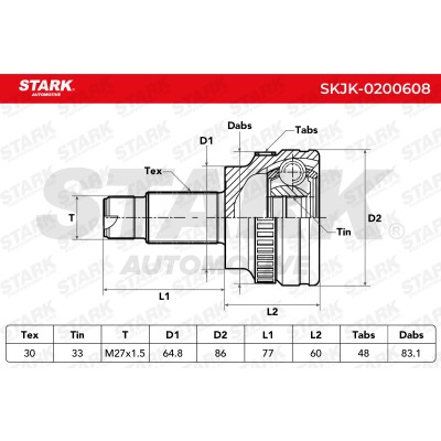 Joint Kit, Drive Shaft Stark SKJK-0200608 SKJK-0200608 - photo 5