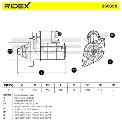 Starter RIDEX 2S0398 2S0398 - photo 7