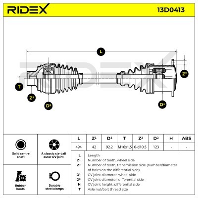 Drive Shaft RIDEX 13D0413 13D0413 - photo 6