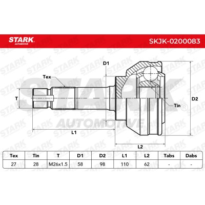 Joint Kit, Drive Shaft Stark SKJK-0200083 SKJK-0200083 - photo 8