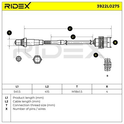 Lambda (Oxygen) Sensor RIDEX 3922L0275 3922L0275 - photo 6