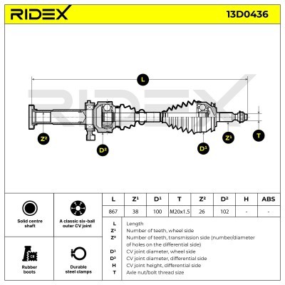 Drive Shaft RIDEX 13D0436 13D0436 - photo 7