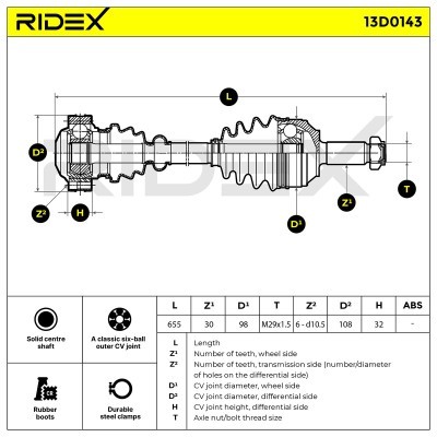 Drive Shaft RIDEX 13D0143 13D0143 - photo 12