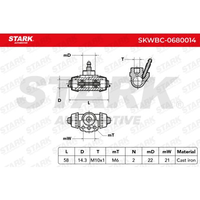 Wheel Brake Cylinder Stark SKWBC-0680014 SKWBC-0680014 - photo 5