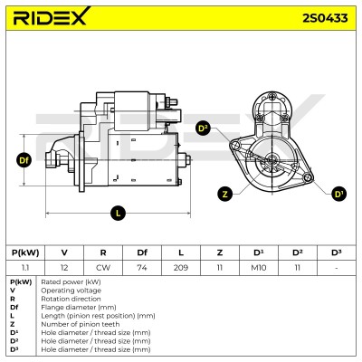 Starter RIDEX 2S0433 2S0433 - photo 7