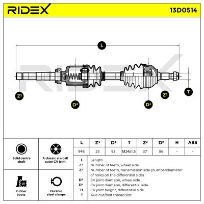 Drive Shaft RIDEX 13D0514 13D0514 - photo 6