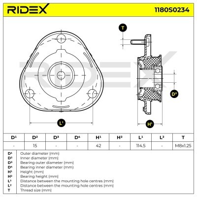 Strut Support Bearing Front RIDEX 1180S0234 1180S0234 - photo 5